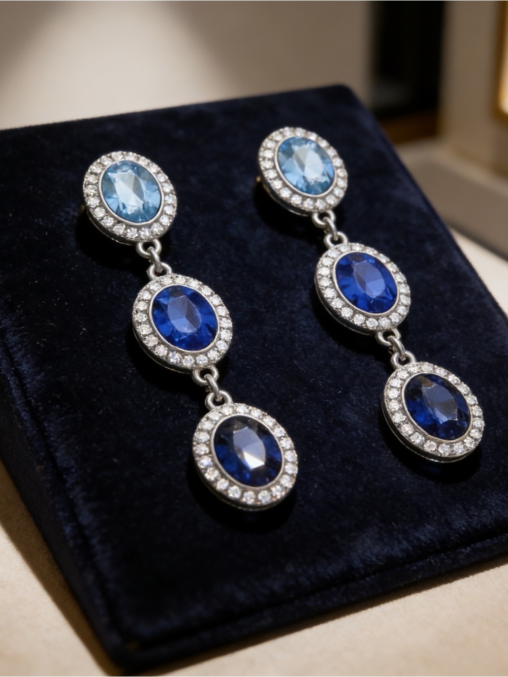 Elegant 3-tier drop earrings with a secure post-back closure